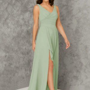 Azazie Dusty Sage Kori Bridesmaid Dress SIZE 4